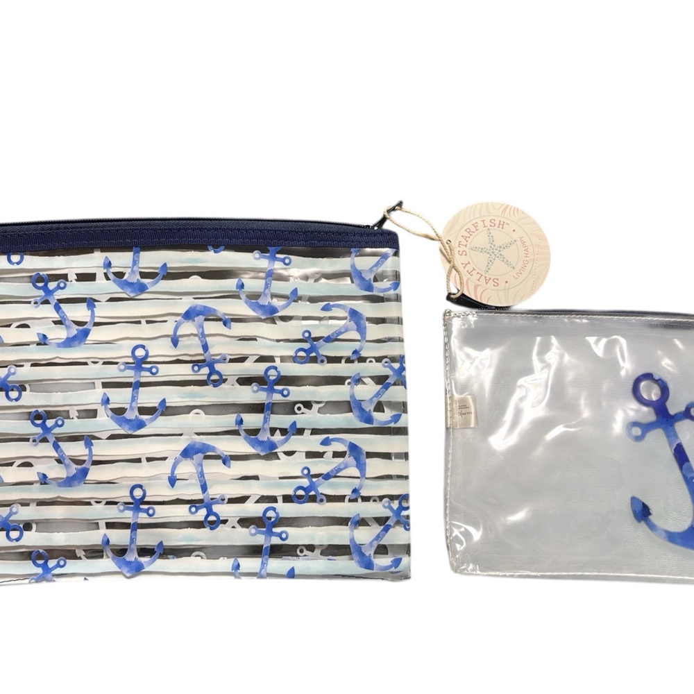 The Paper store- Clear Nautical Anchor Print Pouch Set